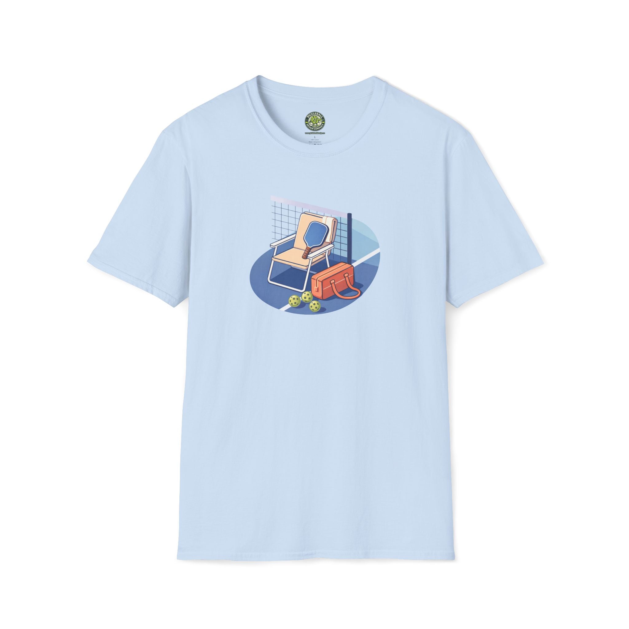 Pickleball Paddle, Bag & Lawn Chair Illustration T-Shirt