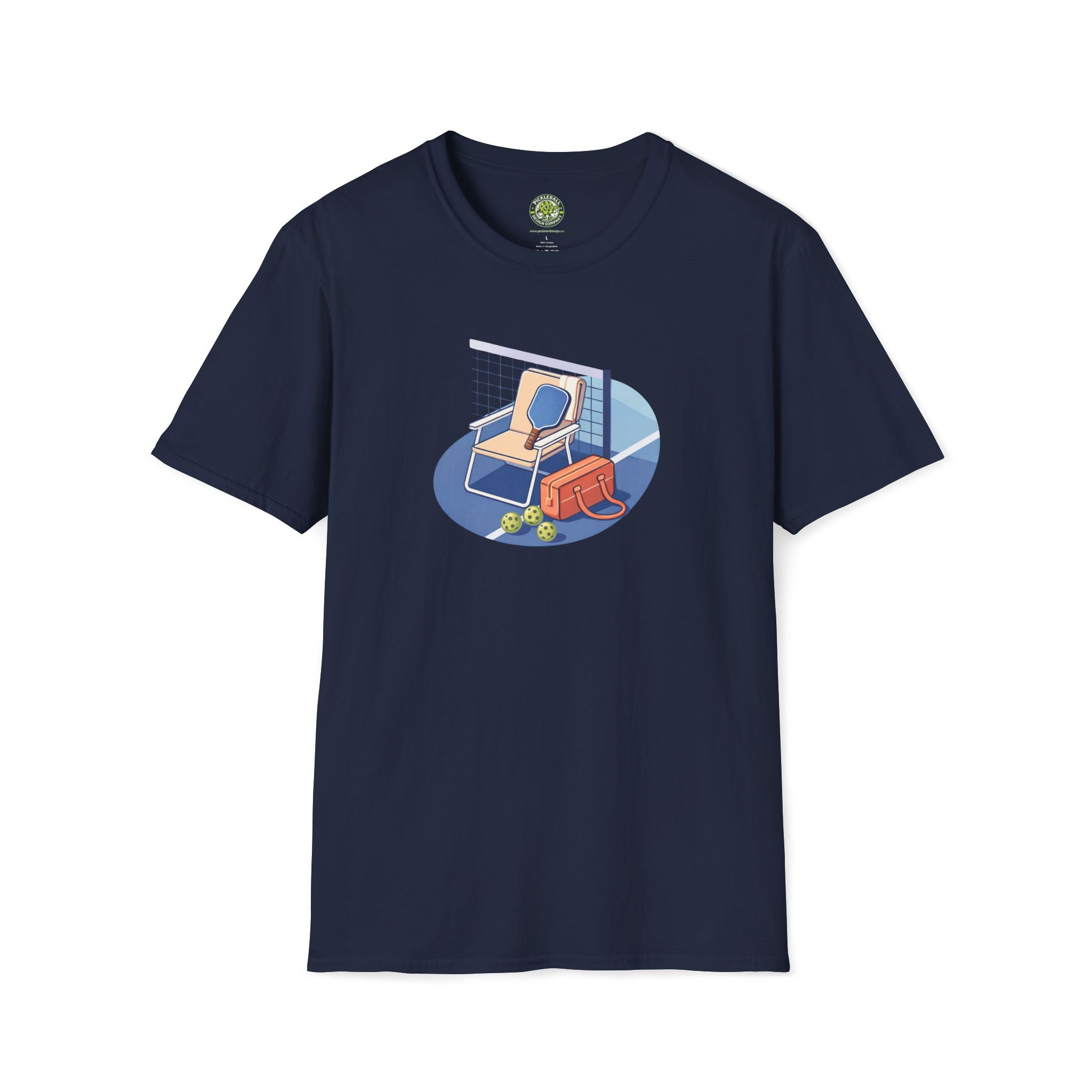 Pickleball Paddle, Bag & Lawn Chair Illustration T-Shirt