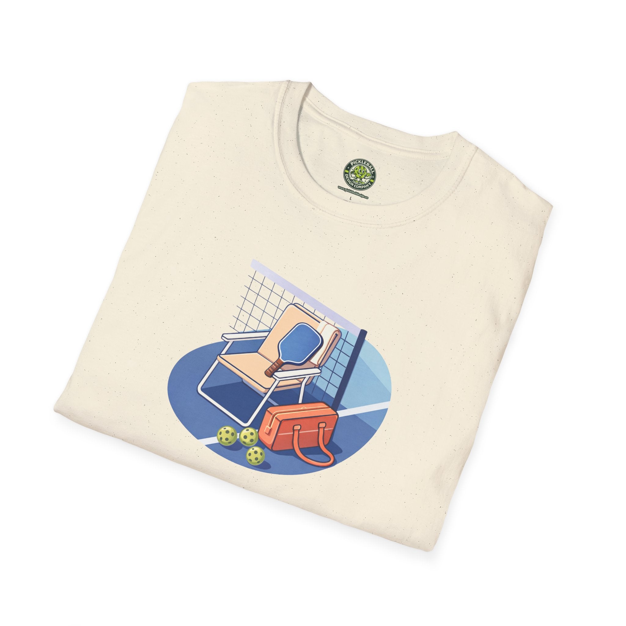 Pickleball Paddle, Bag & Lawn Chair Illustration T-Shirt