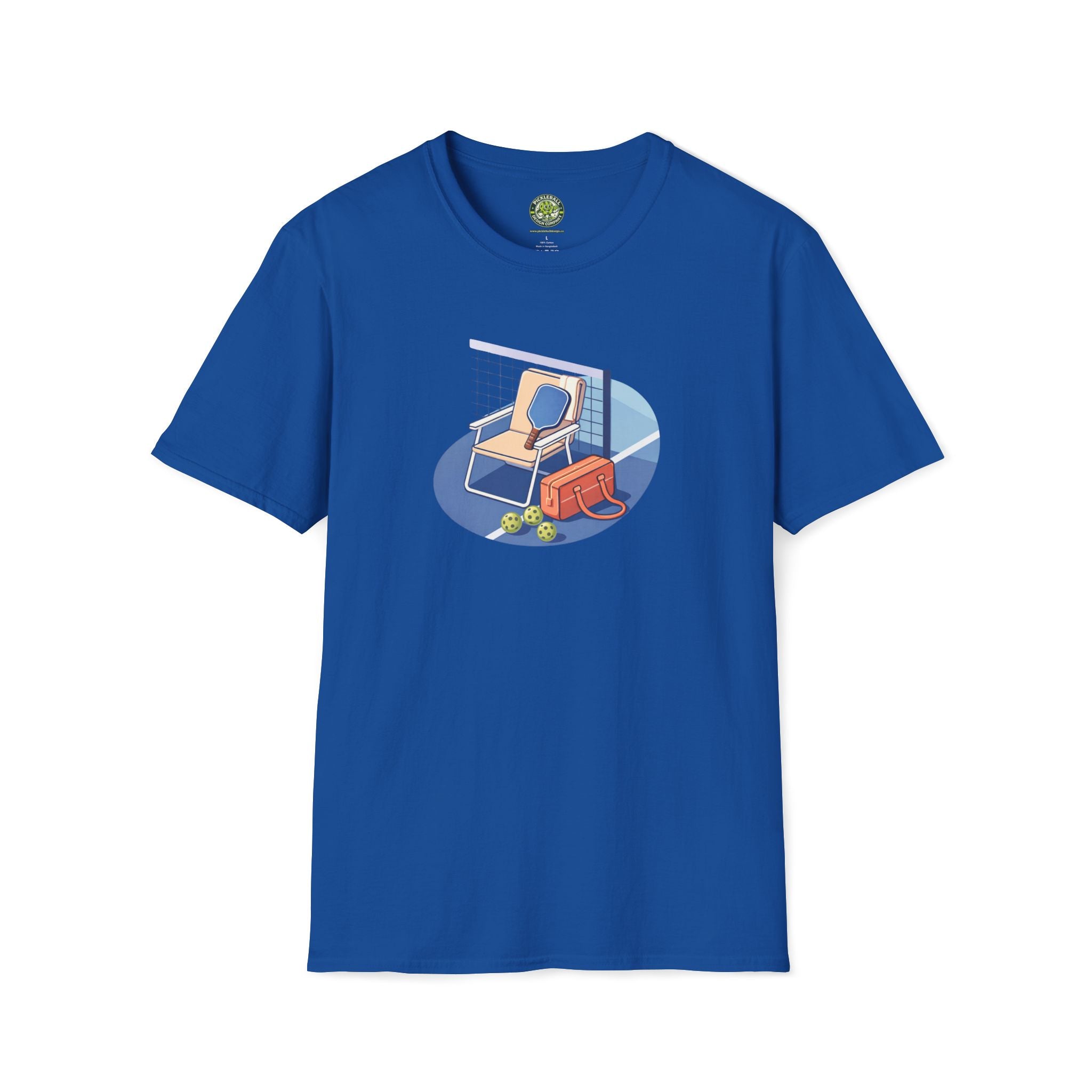 Pickleball Paddle, Bag & Lawn Chair Illustration T-Shirt