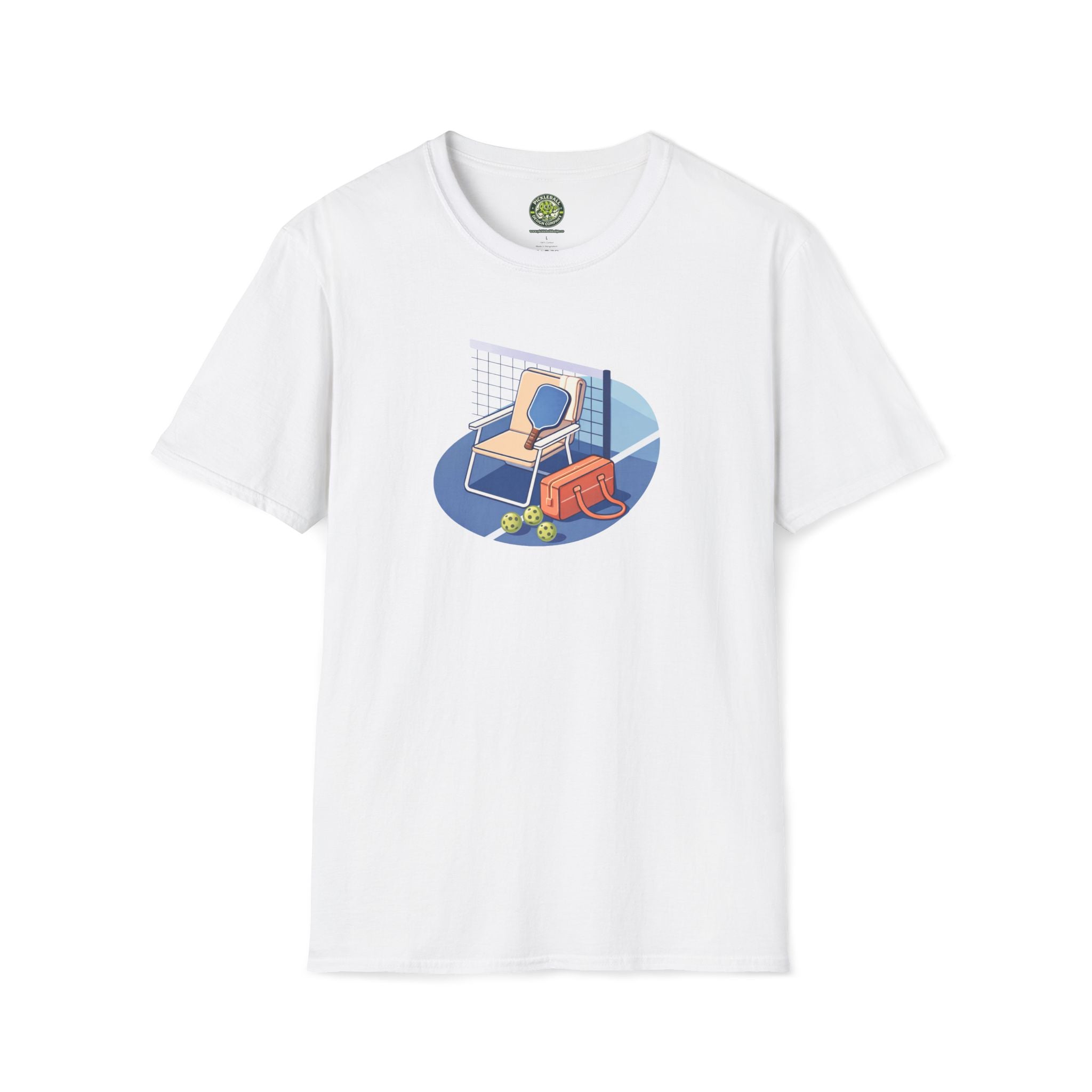 Pickleball Paddle, Bag & Lawn Chair Illustration T-Shirt