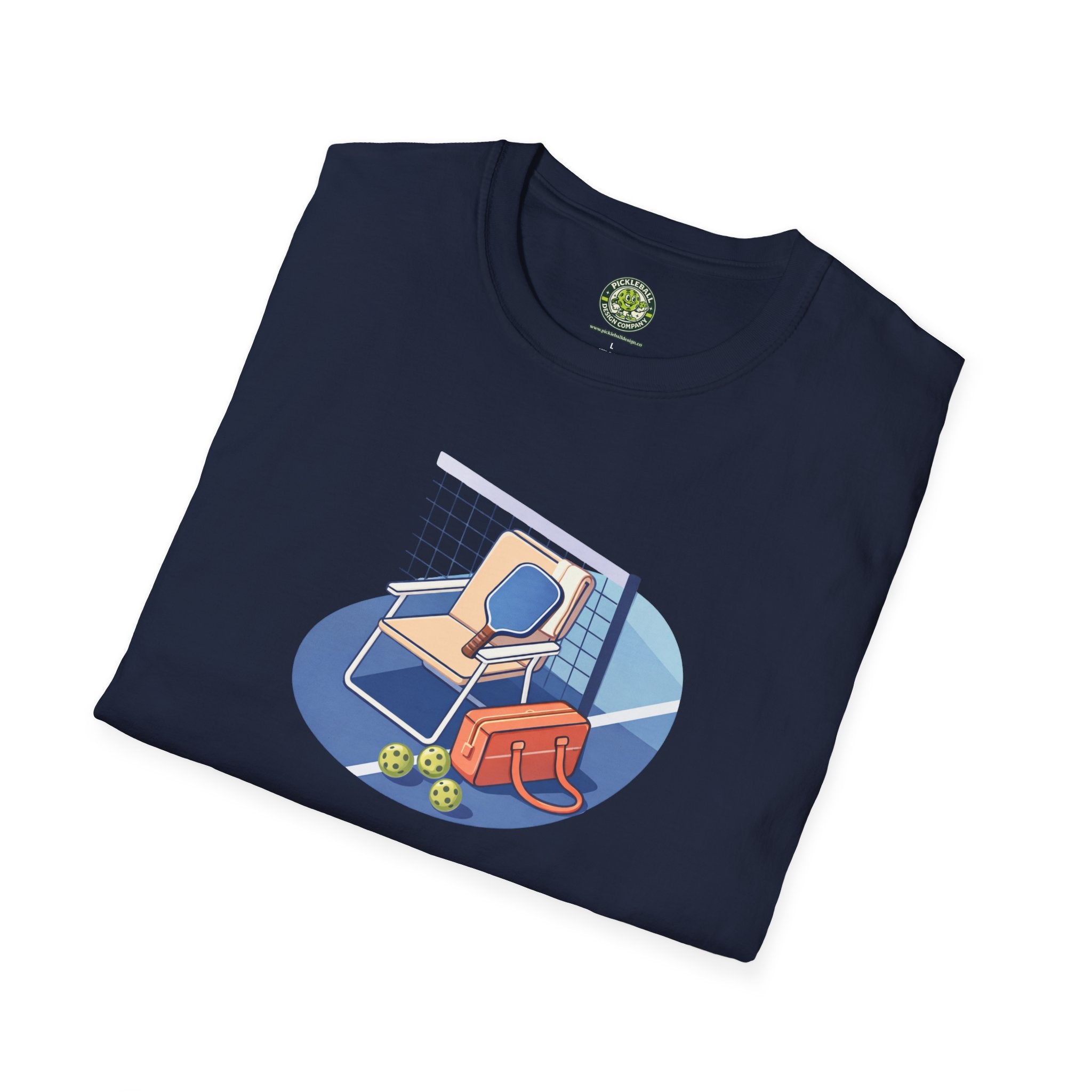 Pickleball Paddle, Bag & Lawn Chair Illustration T-Shirt