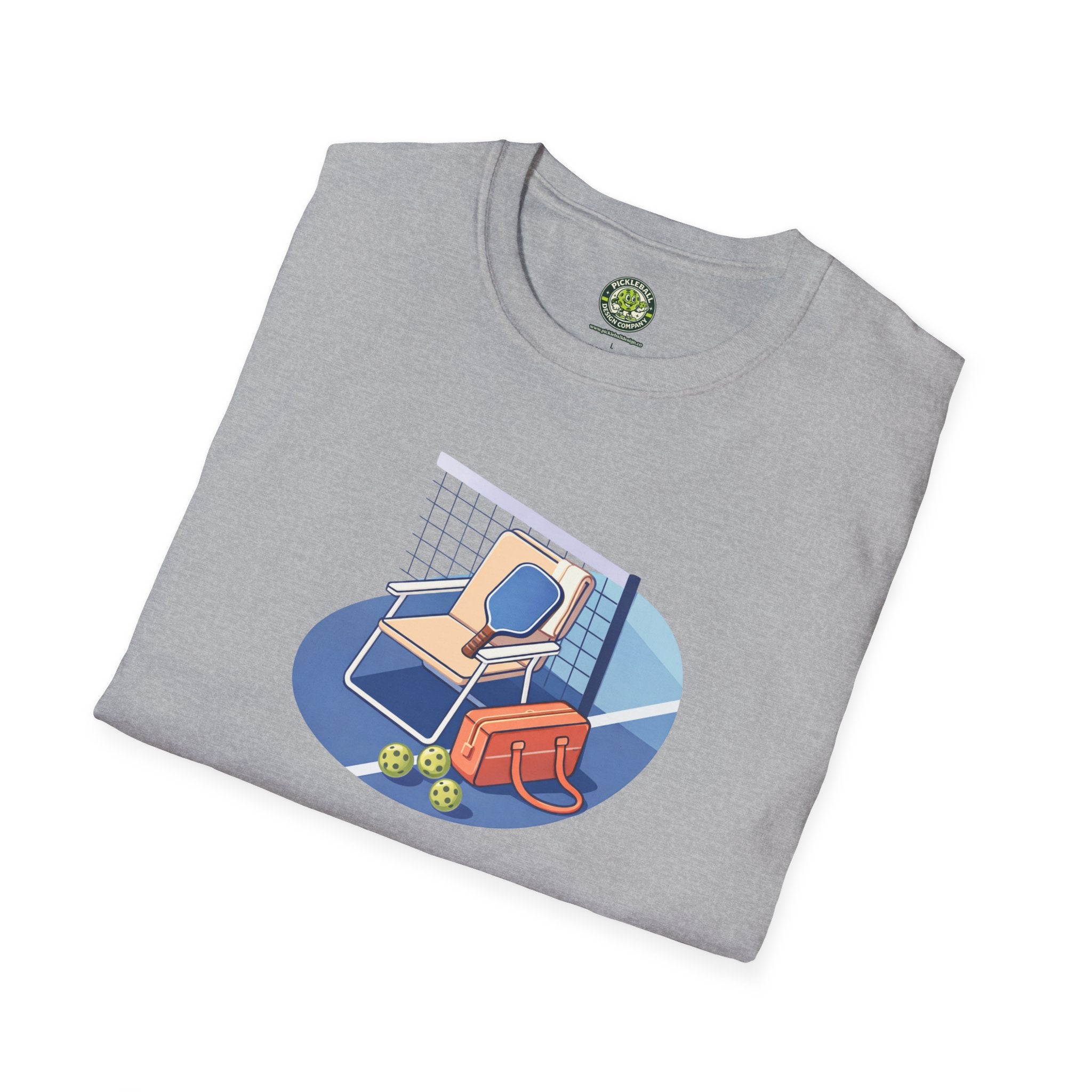 Pickleball Paddle, Bag & Lawn Chair Illustration T-Shirt
