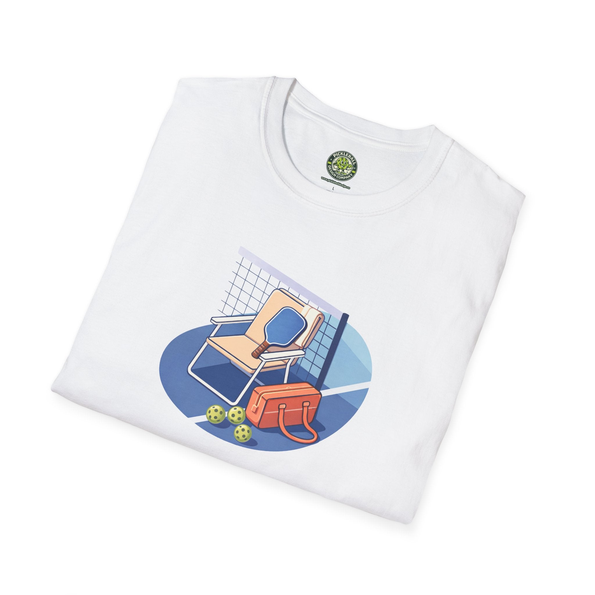 Pickleball Paddle, Bag & Lawn Chair Illustration T-Shirt