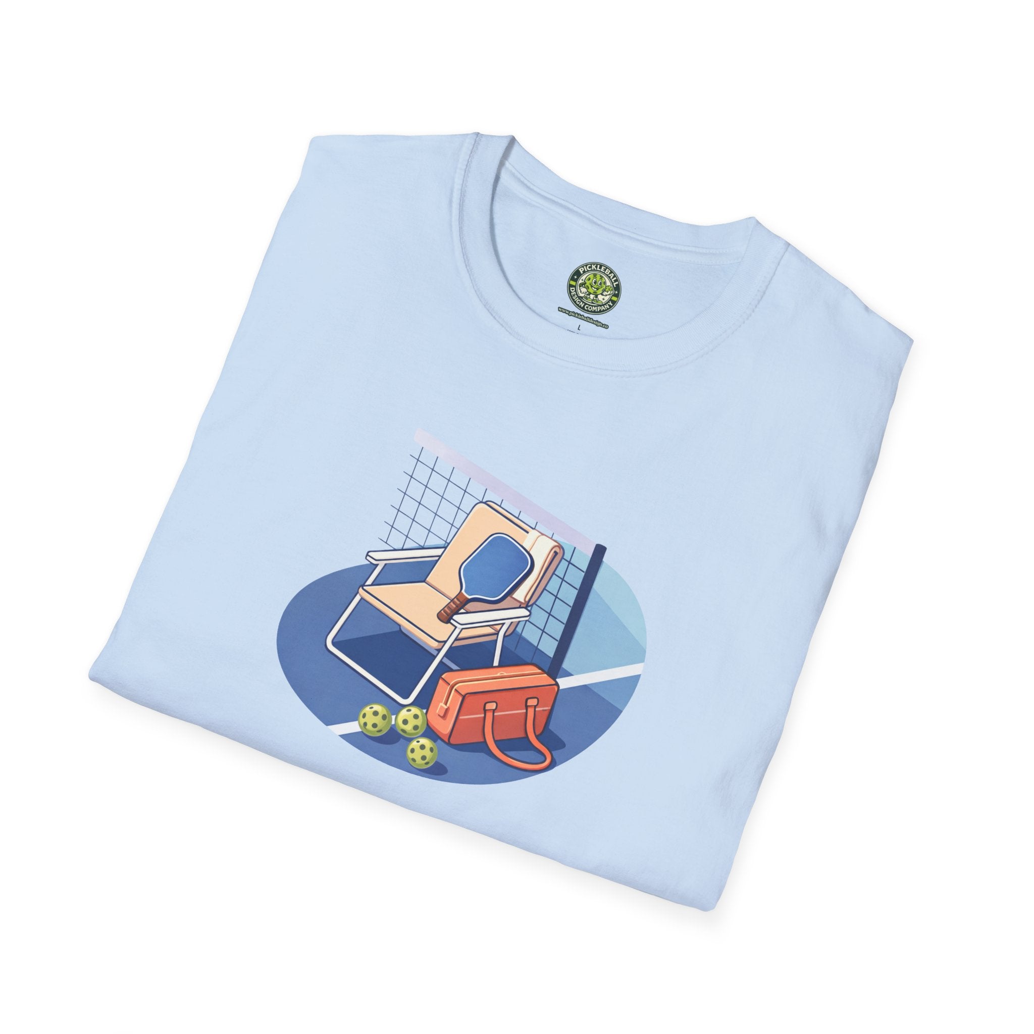 Pickleball Paddle, Bag & Lawn Chair Illustration T-Shirt