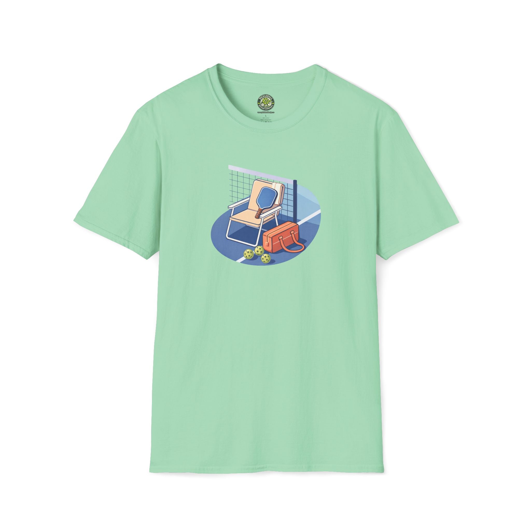 Pickleball Paddle, Bag & Lawn Chair Illustration T-Shirt