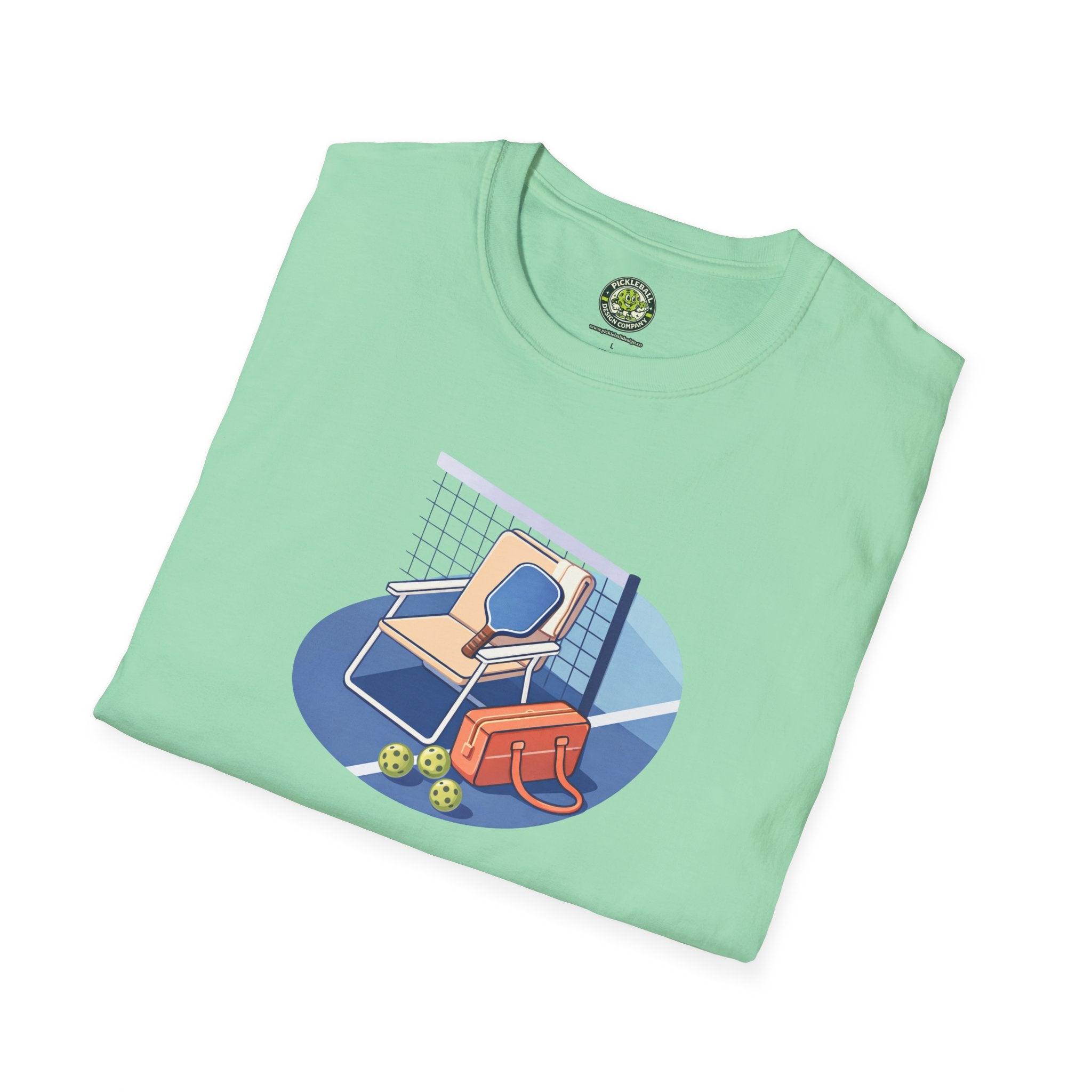 Pickleball Paddle, Bag & Lawn Chair Illustration T-Shirt