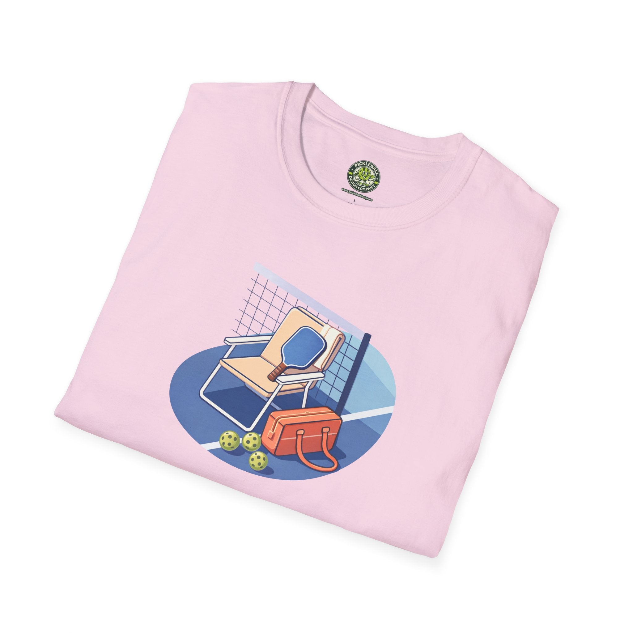 Pickleball Paddle, Bag & Lawn Chair Illustration T-Shirt