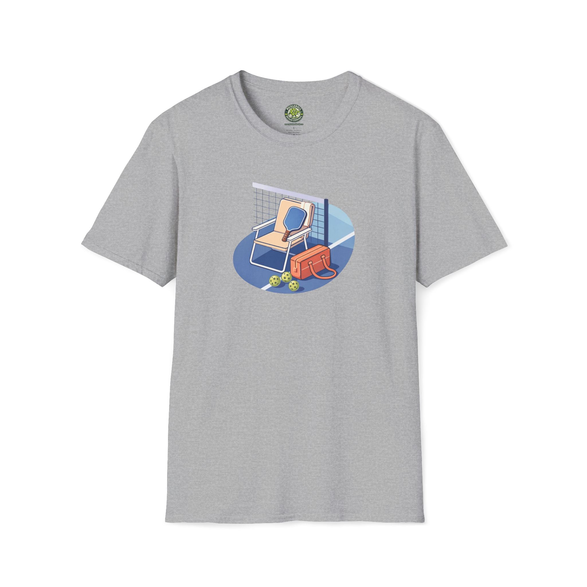 Pickleball Paddle, Bag & Lawn Chair Illustration T-Shirt